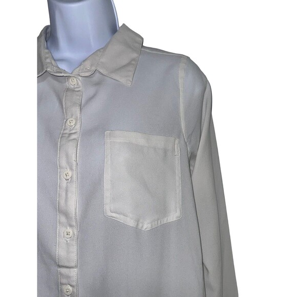 IRIS SINGER Womens Size S Sheer White‎ Button Up Shirt Long Sleeve Collared - Picture 3 of 7